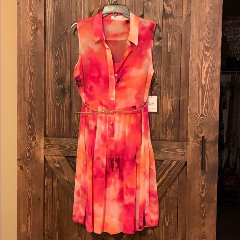 NWT Calvin Klein button up sleeveless dress